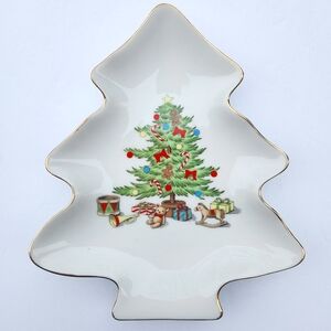 Vintage Holiday Hostess Fine China Christmas Tree Shaped Candy Dish